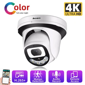 Renkli Gece görüşlü güvenlik Kamera 8MP Açık İnsan Algılama 2 Yönlü Ses POE CCTV Video Gözetim Kamera HD Dome Kamera