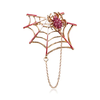 Rhinestone Siyah Pembe Örümcek Örümcek Ağı Broş Kadın Erkek Takım Elbise Broş Pin Cadılar Bayramı Süslemeleri Aksesuarları moda takı