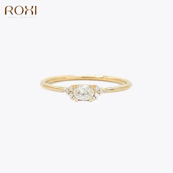 ROXI 925 Ayar Gümüş Beyaz parlayan elmas Parmak Yüzük Kadınlar Kızlar İçin Düğün Bildirimi Güzel Takı hediye Elmas Yüzük