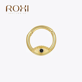 ROXI 925 Ayar Gümüş Siyah Göz Piercing Kıkırdak Küpe Benzersiz Tasarım Kulak Toka Küpe Bayanlar Takı 1 ADET