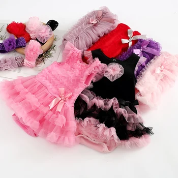 Ruffles Dantel Kısa Kollu Yaz Bebek Kız Elbise Prenses Kız Elbise Parti Elbiseler Görüntü 2