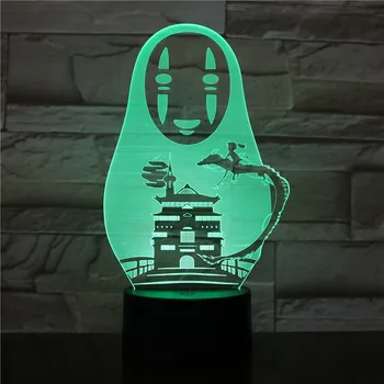 Ruhların Kaçışı Yok Yüz Adam Neon Led Gece Lambası Sanat Gravür Akrilik Standı şekilli kalıp Aydınlatma Film Hayranları için Çocuk Odası Dekor Görüntü 2