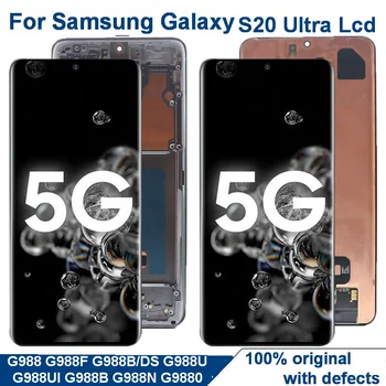 Samsung Galaxy S20 Ultra Lcd G988 G988F G988B / DS G988U G988N AMOLED Çerçeve İle Ekran Dokunmatik Cam Ekran Digitizer Meclisi
