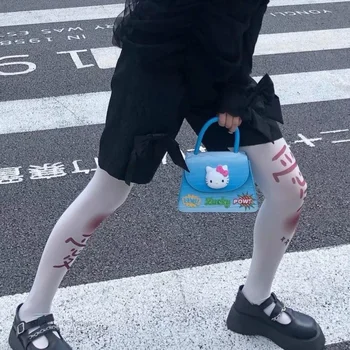Sanrio Hello Kitty Orijinal Çanta Degrade Mavi Moda Bağbozumu Çanta Y2k Babes Lüks postacı çantası Çanta Kadın Yeni Tote Görüntü 2