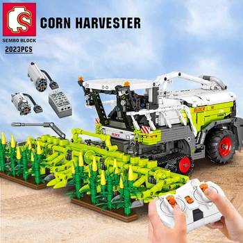 SEMBO mısır hasat makinesi Uzaktan Kumanda Yapı Taşları Şehir çiftlik traktörü Araç Tuğla İnşaat Oyuncakları