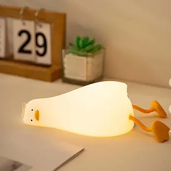 Sevimli Gece Lambası Silikon Yumuşak Dokunmatik Sensör Hayvan Ördek LED Gece Lambası Bebek Çocuk Çocuklar İçin yatak odası dekoru