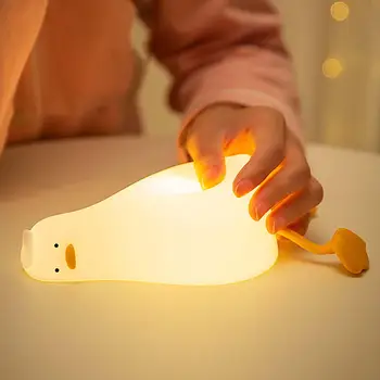 Sevimli Gece Lambası Silikon Yumuşak Dokunmatik Sensör Hayvan Ördek LED Gece Lambası Bebek Çocuk Çocuklar İçin yatak odası dekoru Görüntü 2