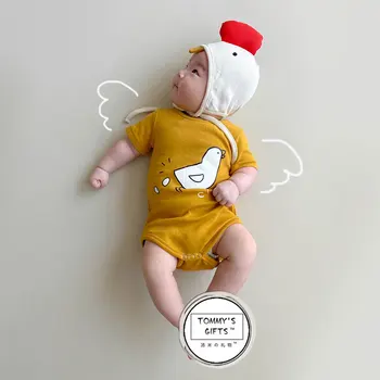 Sevimli Küçük Civciv Horoz Kostüm Romper Bodysuit Bebek Erkek Bebek Paskalya Fotoğraf Doğum Günü fantezi parti elbisesi 0-24M