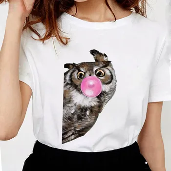 Sevimli Yaz Kız Tshirt Kadın T-shirt Kabarcık Sakız Fransız Bulldog Baskı Streetwear Giyim Grafik Retro Kadın T-Shirt Görüntü 2