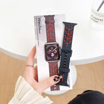 Silikon Kayış apple saat bandı 8 49mm 42mm 38mm kauçuk watchband bilezik iwatch bileklik Serisi 7 SE 5 4 3 2 1se 45mm 41mm Görüntü 2