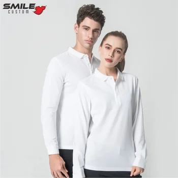 Sonbahar Kış erkek Ve kadın Uzun Kollu Polo Özel Nakış Logosu Rahat Kaliteli yakalı tişört Baskı Şirketi Tasarım Markası Görüntü 2