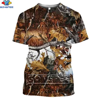 SONSPEE 3D Baskı T-Shirt Erkekler Camo Avcılık Hayvan Geyik Elk Yaz Ev T Shirt Erkek Komik Streetwear Kadın kısa Kollu giyim Görüntü 2