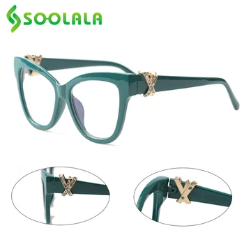 SOOLALA Anti Mavi ışık Kedi Gözü okuma gözlüğü Kadınlar Çapraz Taklidi Gözlük Çerçevesi Reçete Gözlük 0.5 ila 4.0
