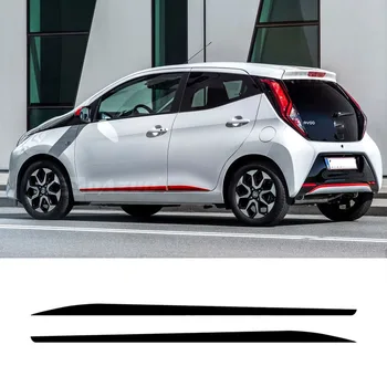 Spor Yan Etek Karbon Çıkartmaları Toyota AYGO 2014-2022 İçin Yarış Styling Araba Performans Çizgili Vinil Çıkartması Oto Aksesuarları