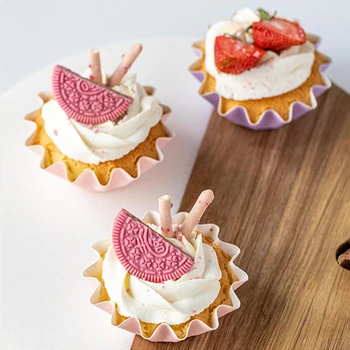 StoBag 50 adet Mini Macaron kek ambalajı Kağıt Tepsisi Dekorasyon Araçları Çerezler Ekmek İyilik Parti El Yapımı Yağ geçirmez Görüntü 2