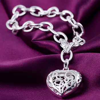 Sıcak Satış 12 Stil Zincir Bilezik Gümüş Renk Kalp Mickey Çiçek Charm Bilezik Kadınlar İçin Moda Parti Takı En İyi Hediye Yeni Görüntü 2