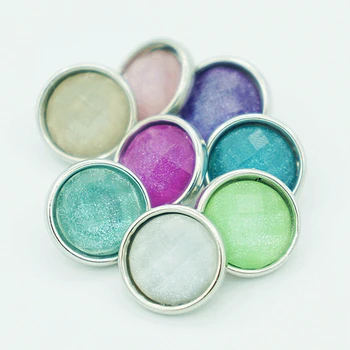 Sıcak satış NS5007 Karışık 10 adet 12mm Renkli Glitter Faceted Güzellik yapış düğmeler fit DIY yapış bilezik Takı toptan Görüntü 2