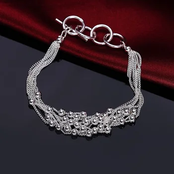 Sıcak yeni 925 som gümüş bileklikler Püskül zincir üzüm boncuk kadın Düğün parti noel hediyesi moda takı