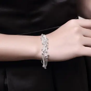 Sıcak yeni 925 som gümüş bileklikler Püskül zincir üzüm boncuk kadın Düğün parti noel hediyesi moda takı Görüntü 2