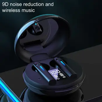 T15 Bluetooth uyumlu 5.0 Kulaklık Stereo Kulaklık makyaj aynası Binoral Dokunmatik kontrol Tws Kablosuz Kulaklık Görüntü 2