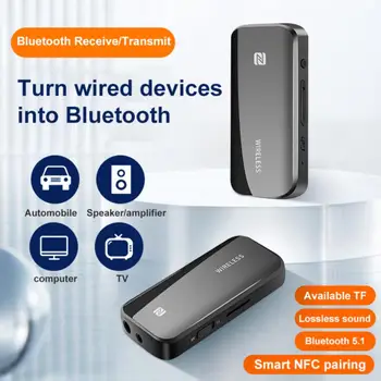 T40 Bluetooth 5.0 Aux Adaptörü Kablosuz NFC TF Kart 3.5 mm Jack Handsfree TV PC Hoparlör Araç Kiti Ses Alıcı Verici