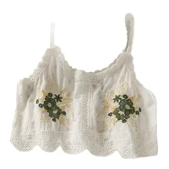 Tatlı Boho Çiçek Kırpılmış Üst Kadın Örme Yelek Hollow Out Kaşkorse Kadın Bayanlar Tank-top Yaz Beachwear