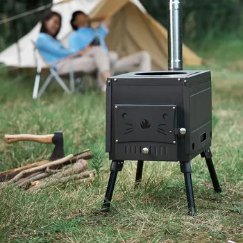 Taşınabilir katlanabilir odun sobası ocak açık kamp katlanır yanan ocak piknik barbekü çadır ısıtma sobası