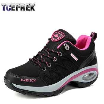 TCEFREK Kadın Sneakers Sonbahar Deri Spor Vulkanize Koşu rahat ayakkabılar Spor Platformu Kadın Sneakers Tenis Feminino 42
