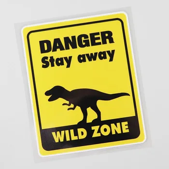 Tehlike Uzak Durun Vahşi Bölge Dinozor Çıkartması PVC Araba Sticker 11.7 CM×14.7 CM