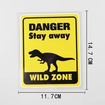 Tehlike Uzak Durun Vahşi Bölge Dinozor Çıkartması PVC Araba Sticker 11.7 CM×14.7 CM Görüntü 2