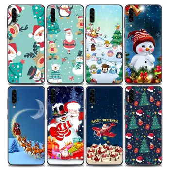 Telefon samsung kılıfı A7 A8 2018 Galaxy A10 A20 A30 A40 A50 A60 A70 5G Siyah Yumuşak Kapak Noel Ağacı Noel Baba Kardan Adam Hediye