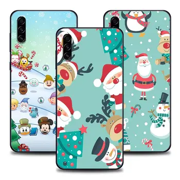 Telefon samsung kılıfı A7 A8 2018 Galaxy A10 A20 A30 A40 A50 A60 A70 5G Siyah Yumuşak Kapak Noel Ağacı Noel Baba Kardan Adam Hediye Görüntü 2