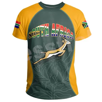 Tessffel İlçe Hayvan Güney Afrika Bayrağı Dövme Retro 3DPrint Erkekler / Kadınlar Yaz Rahat Komik Kısa Kollu T-Shirt Streetwear A5 Görüntü 2