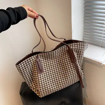 Tote Çanta Kadın Çanta Lüks tasarımcı çantası Kafes Ekose Baskı omuz çantaları Fermuar Alışveriş Çantası Büyük Kapasiteli