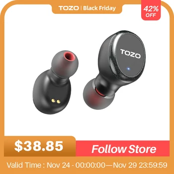 TOZO T10 Pro Gerçek Kablosuz Kulaklık, Bluetooth 5.2 Kulaklık İle Büyük Bas, 16 Özel EQ, 30 H Çalma Süresi İçin Koşu Spor, Siyah
