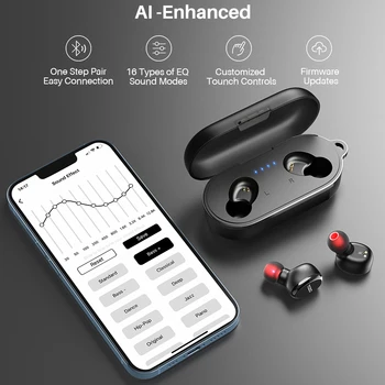 TOZO T10 Pro Gerçek Kablosuz Kulaklık, Bluetooth 5.2 Kulaklık İle Büyük Bas, 16 Özel EQ, 30 H Çalma Süresi İçin Koşu Spor, Siyah Görüntü 2