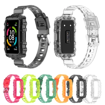 TPU Şeffaf Smartband Bilek Watchband Huawei band6 Renkli Silikon saat kayışı Onur Band 6 Aksesuarları Bilezik
