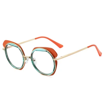 TR90 Anti mavi ışık gözlük kadınlar Vintage yuvarlak şeffaf bilgisayar optik gözlük Vintage Metal gözlük gözlük