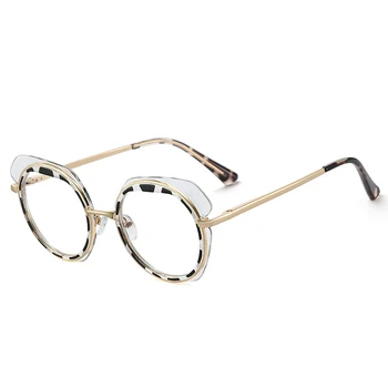 TR90 Anti mavi ışık gözlük kadınlar Vintage yuvarlak şeffaf bilgisayar optik gözlük Vintage Metal gözlük gözlük Görüntü 2