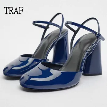 TRAF Mavi Topuklu Ayakkabılar Kadınlar İçin Bahar Süper Yüksek topuklu Kadın Ayakkabı Pompaları 2023 Zarif Parti Kadın topuklu ayakkabılar Tasarımcı Lüks