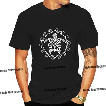 Tribal Polinezya Maori Güneş Deniz Kaplumbağası Ada T-shirt Erkek Kısa Kollu pamuklu tişört