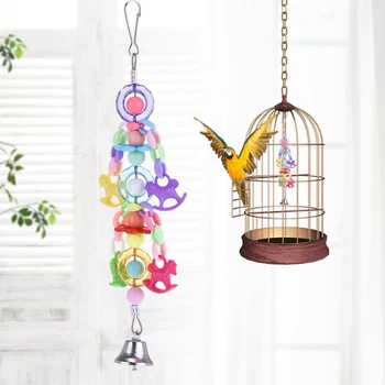 Tırmanma Çiğneme Dekorasyon Bells Süspansiyon Akrilik Boncuk Salıncak Kuş Papağan Oyuncak Asılı Ev Eğitim Renkli Kafes Bite Görüntü 2