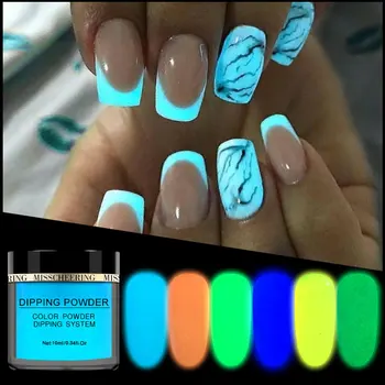 Tırnak Sanat Daldırma Tozu Aydınlık Tırnak Süslemeleri Floresan Glitter Glow Pigment Toz UV Jel Lehçe Sızma tozu