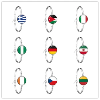 Ulusal Bayrak Zincir Bileklik Yunanistan, Ürdün, İtalya, Nijerya,Almanya,İran,çek Cumhuriyeti, Litvanya Bilezik Kadınlar Kızlar İçin Hediye