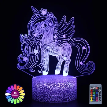 Unicorn Gece Lambası renkli LED ışıkları masa lambası odası dekor dokunmatik uzaktan Gece Lambası Masa süsleme çocuklar tatil doğum günü hediyesi