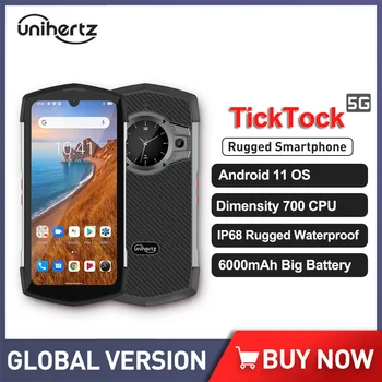 Unihertz TickTock güçlendirilmiş akıllı telefon 5G Ağ Su Geçirmez Cep Telefonları Android 11 Çift Ekran Büyük ekranlı cep telefonu 6000mAh