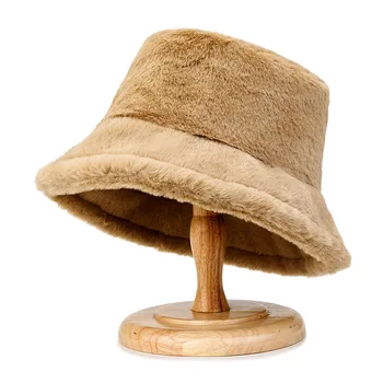 Unisex Sıcak Kalın Harajuku Kova Şapka Serin Panama Bayan Sonbahar Kış Kuzu Yün Açık Düz Renk Balıkçı Kap Şapka Kadınlar için Görüntü 2