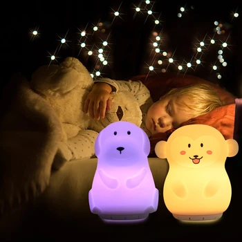 USB Şarj edilebilir RGB Fox Unicorn Penguen Müzik Lamba Bluetooth Hoparlör Oyuncu Çocuklar için Gece Işık LED Bebek Hediye silikon Köpek  Görüntü 2