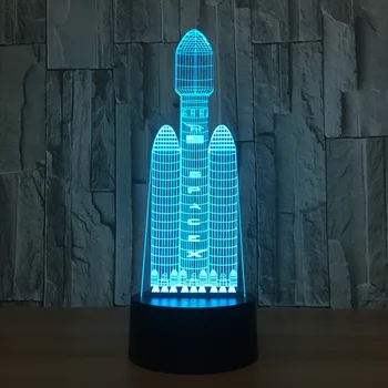Uzay Mekiği 3D LED gece ışığı Uzaktan Dokunmatik İnsanlı Uzay Aracı Masa Lambası 3D Lamba 7 Renk Değiştirme USB Kapalı Lamba