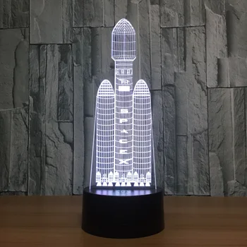 Uzay Mekiği 3D LED gece ışığı Uzaktan Dokunmatik İnsanlı Uzay Aracı Masa Lambası 3D Lamba 7 Renk Değiştirme USB Kapalı Lamba Görüntü 2